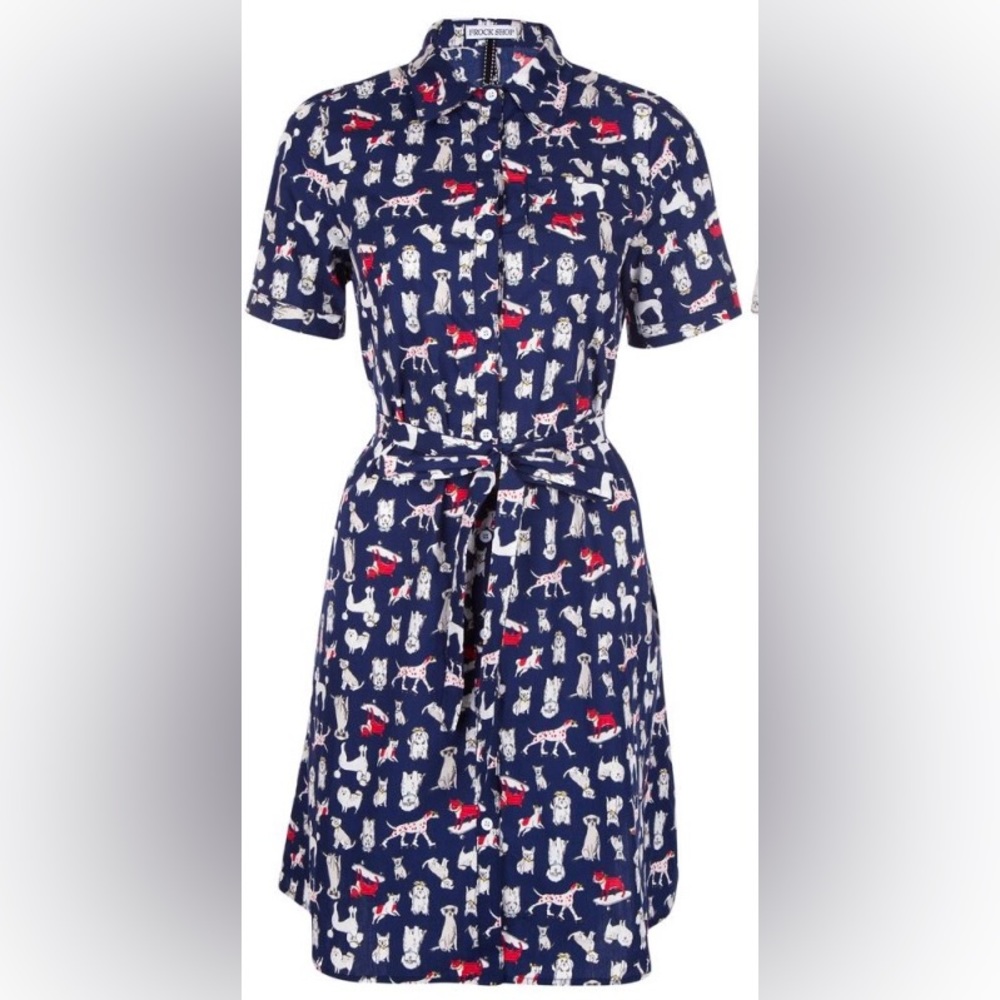 Anthropologie Frock Shop - Dog Print - Shirt Dress, Size Medium